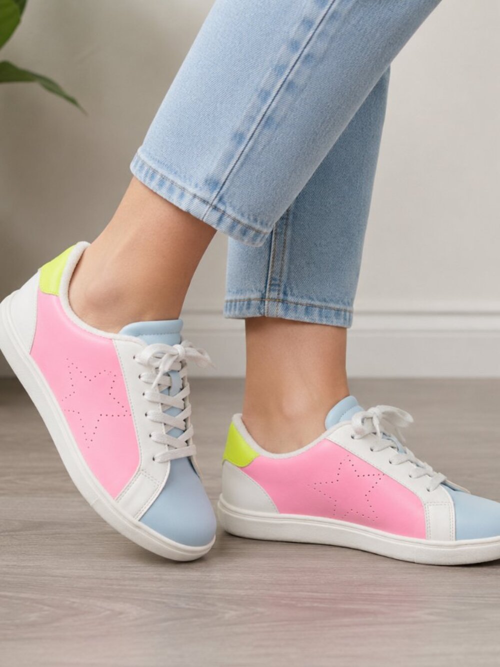 Steve Madden Sneakers in Pink, Blue, and White - Picture 1 of 3